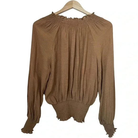 WISHLIST APPAREL | Long Sleeve Smocked Waist Boho Blouse | V-neck Flowy Top | S - Picture 2 of 8